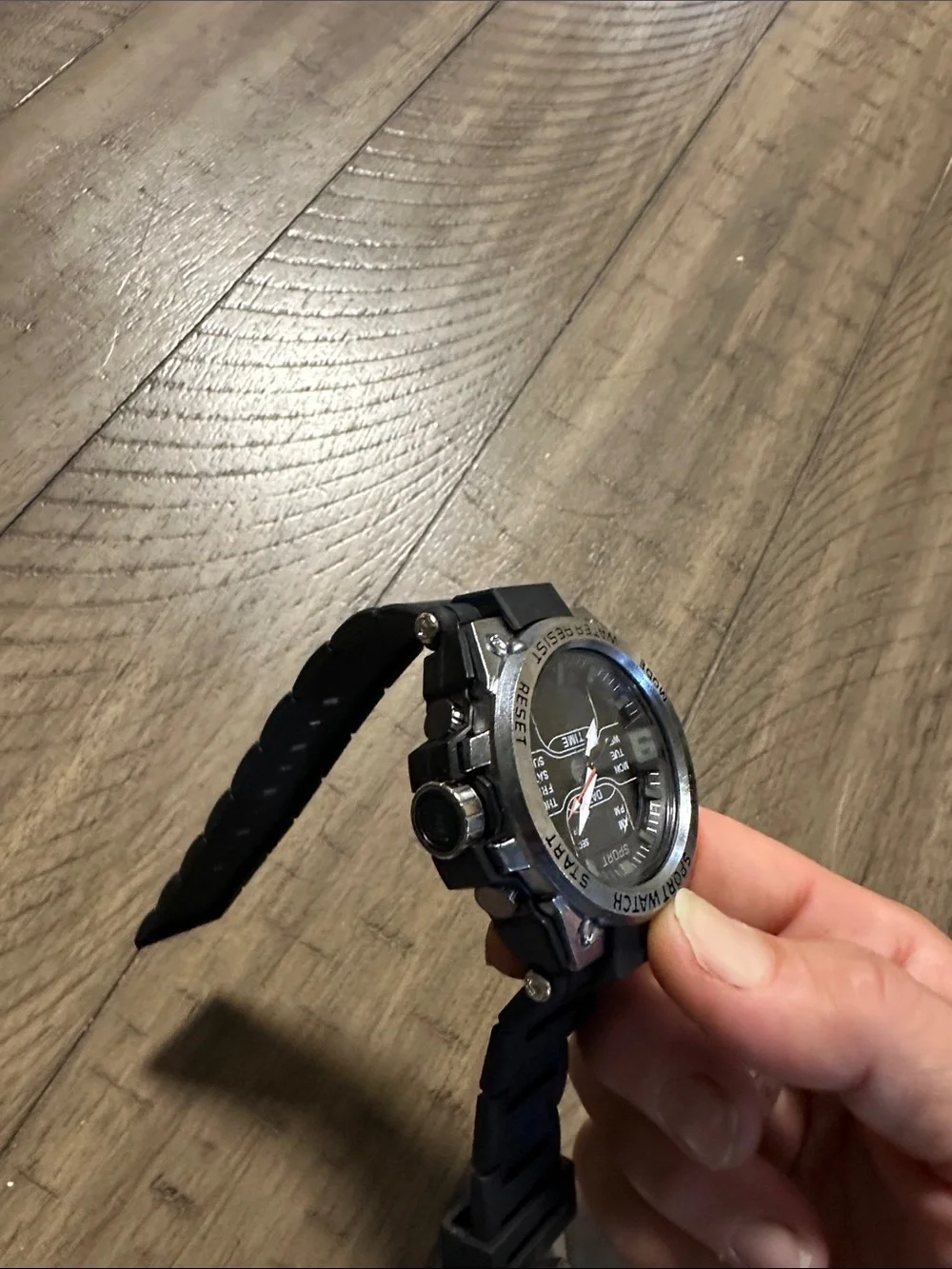 Black Sport Watch - Digital Analog Dual Display